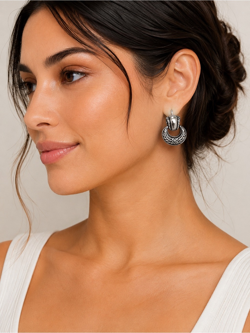 Brighton Silver-Tone Textured Hoop Earrings